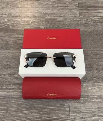 Cartier Big C Diamond Cut black Frameless Lens Gold Frame