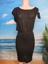 Nwt Cupshe Women's Black  With Texture Dress Shoulder Tie Size Small.