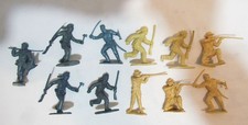 MARX FORT APACHE PLAYSET LOT of 11 PIONEERS DEFENDER FIGURES TAN METALLIC BLUE