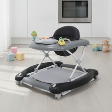 5-in-1 Foldable Baby Walker Activity Center Bouncer Rocker Seat Push Black