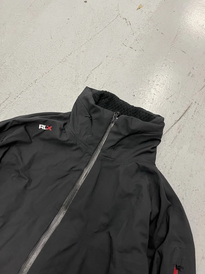 Chaqueta de Lluvia RLX Ralph Lauren MEDIANA Negra con Cremallera Con Capucha Nylon Costuras Grabadas Foto 2 de 4