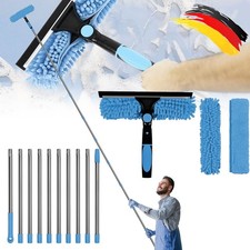 4,2m Teleskop Fensterwischer Abzieher Set, Fensterputzer, 2 in 1 Teleskopstange