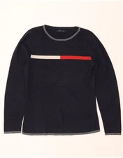 TOMMY HILFIGER Womens Boat Neck Jumper Sweater UK 14 Large Navy Blue PQ16