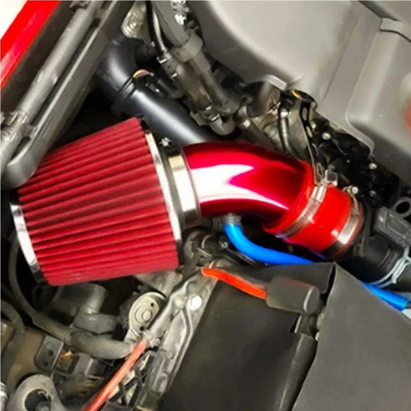 Filtro de entrada de ar frio para carro tubo de indução de alumínio sistema de mangueira de fluxo de energia vermelho - Imagem 3 de 4