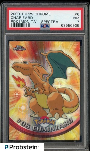 2000 Topps Chrome Spectra #6 Charizard Pokemon T.V. PSA 7 NM