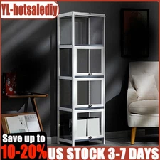 Minifigures Display Case Figure Model Toy Bamboo Display Storage Cabinet Case US