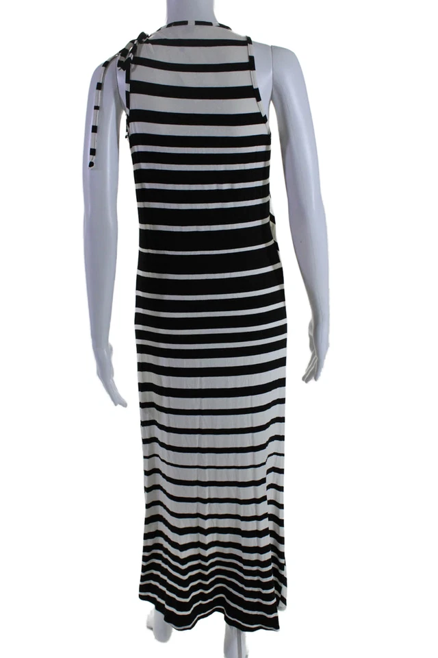 Vestido midi acampanado sin mangas con cuello redondo Ella Moss para mujer negro blanco talla XS Foto 3 de 4