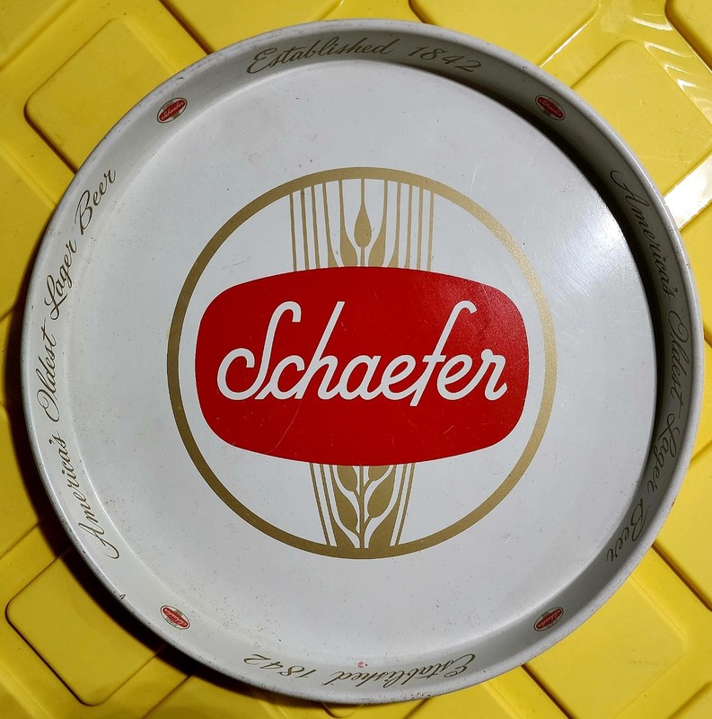Vintage Schaefer Beer Metal Advertising 12" Serving Tray 