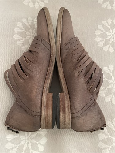 Free People Lost Valley Leather Ankle Booties Taupe Sz 40 - Picture 8 of 11