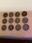 12 Average Circulated Mercury Dimes For Bullion.  Various Years Bullion Wear