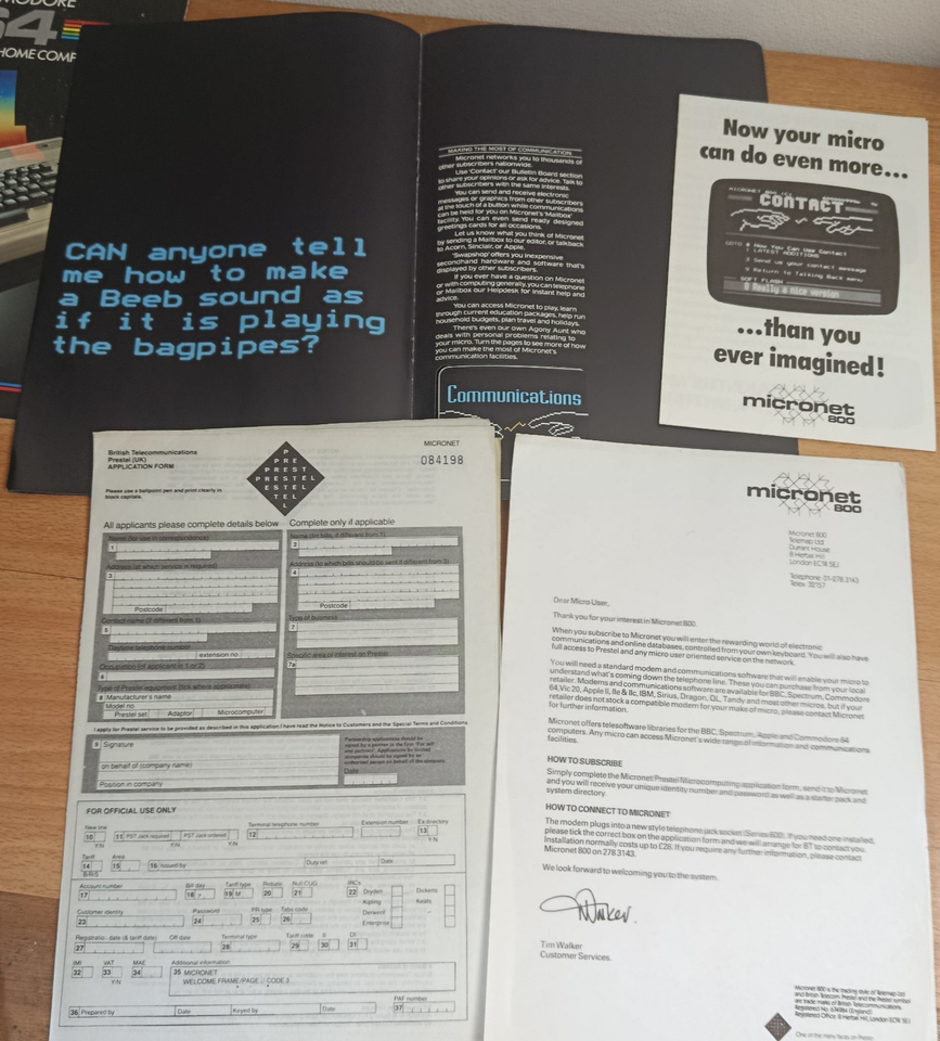 Microcomouter Commodore 64 Micronet BBC Microcomputer Sinclair ZX Spectrum Paperwork ...