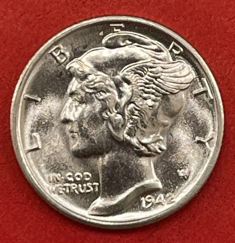 1942 S Mercury Silver Dime, Gem Uncirculated, FSB.