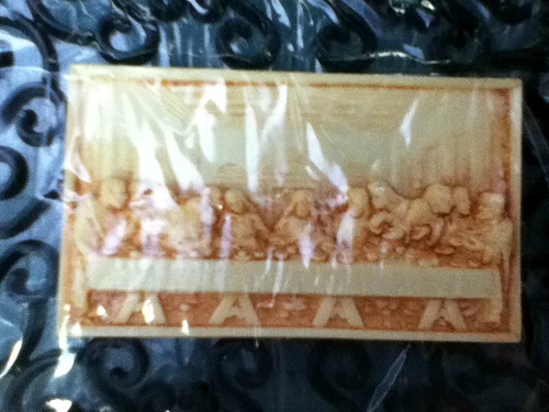 The Last Supper Wall Plaque 4.5" x 5.5" Black & Cream Made in Italy