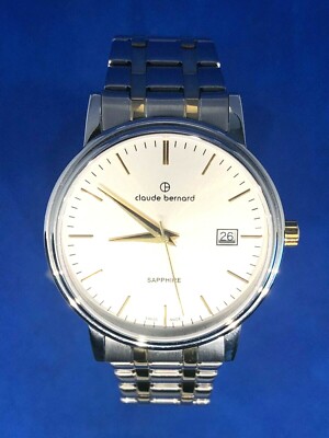 Montre Watch Uhr CLAUDE BERNARD Quartz Saphire 53007 357JM AID Bi-Color Swiss