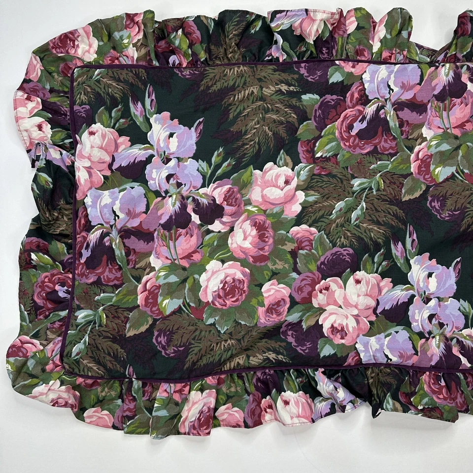 Atelier Martex Enchante Púrpura Rosa Floral King Par Almohada Fundas Volantes Dobladillo Foto 4 de 4