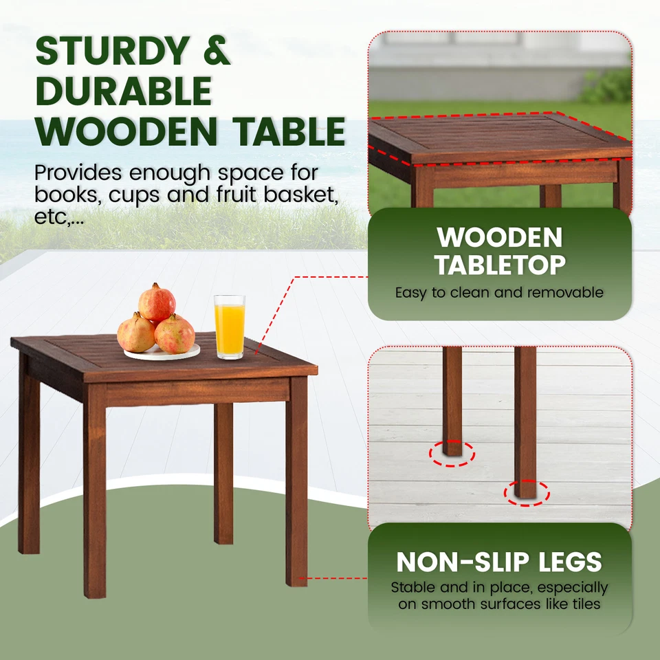 Móveis de pátio 3 peças madeira acácia pátio bistrô conjunto conversa bate-papo ao ar livre - Imagem 4 de 4