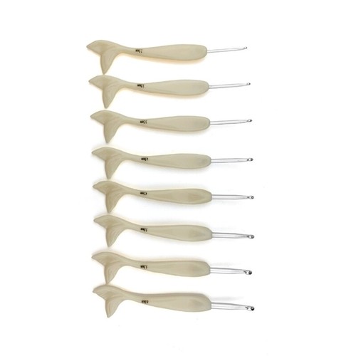 8Pcs Aluminum Crochet Hook With Resin Fish Tail Handle 2.5mm-6.0mm for Knitting