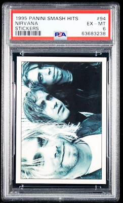 1995 Panini Smash Hits Stickers Nirvana #94 PSA 6 Kurt Cobain Dave