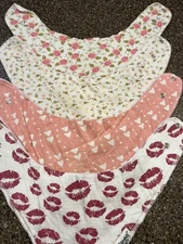 EGMAD BABY 4pc Set Drool Bibs w/Snaps Bandana Shape For Girls Cotton