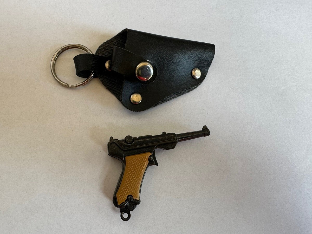Vintage Luger Toy Gun Pistol Keychain Key Ring w/Holster Cap | eBay