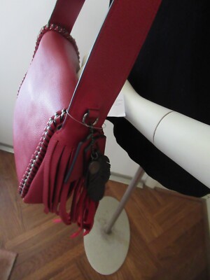 NWT Coach Dakota Whiplash Fringe Flap SB / Red Currant/ Chain