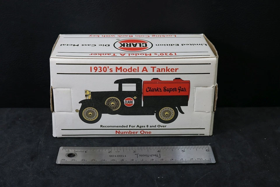 Liberty Classics Clark 1930's Ford Model A Tanker Truck Die Cast NIB Bank #819 - Image 4 of 4