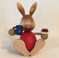 Stupsi Hase Mit Kuchen, Kuhnert 52229, Echt Erzgebirge, Ostern, SammlerstüCk