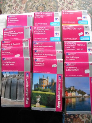 Ordnance Survey Landranger map series with grey corner various prices others add