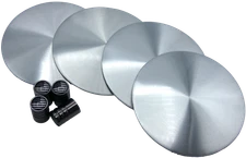 Silver Wheel Center Cap Decal Emblem Stickers 2.55" 65mm w/ Tire Valve Cap
