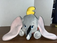 Disney Store Dumbo 18" Plush Elephant Laying Down Stuffed Animal Toy Feather
