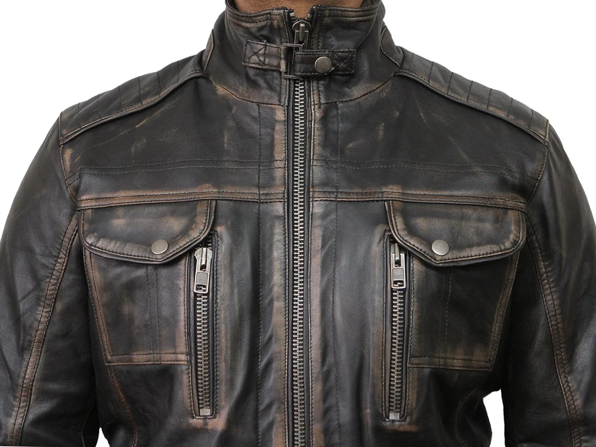 Leather men's jacket best sale ebay