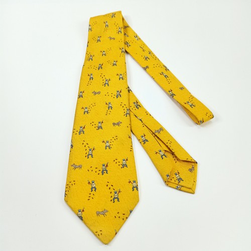 Bvlgari Bulgari Silk Tie African Warriors and Zebras Yellow Made in Italy - Imagen 2 de 11