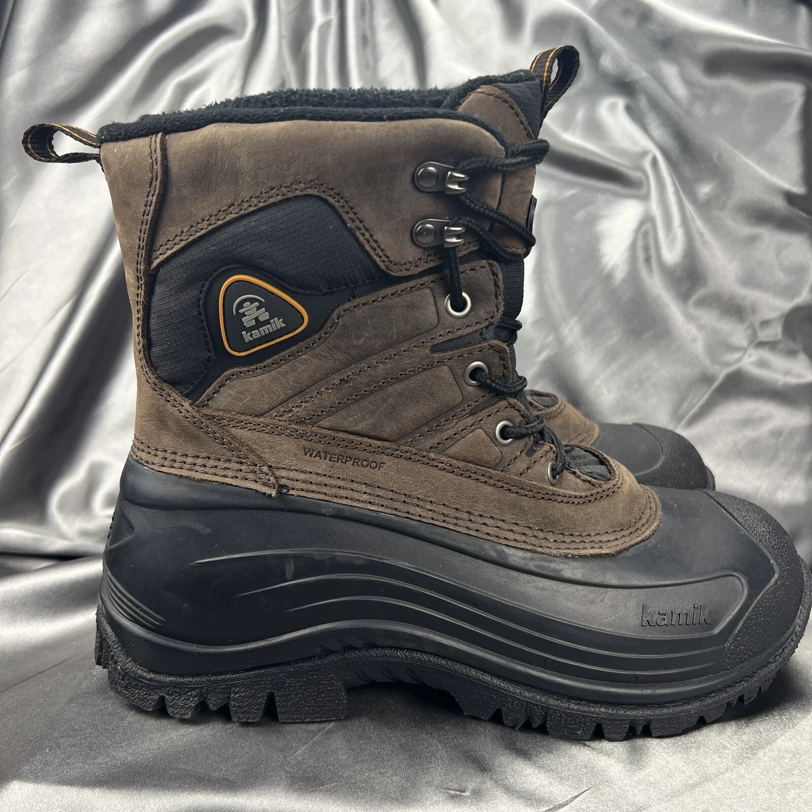 Kamik Pedigree Men's Winter Snow Boots Size 9 Safety Toe Removable Liners Brown