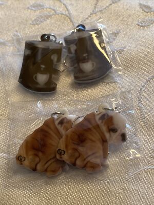 EARRINGS DANGLE, coffee machine / British Bulldog , ACRYLIC
