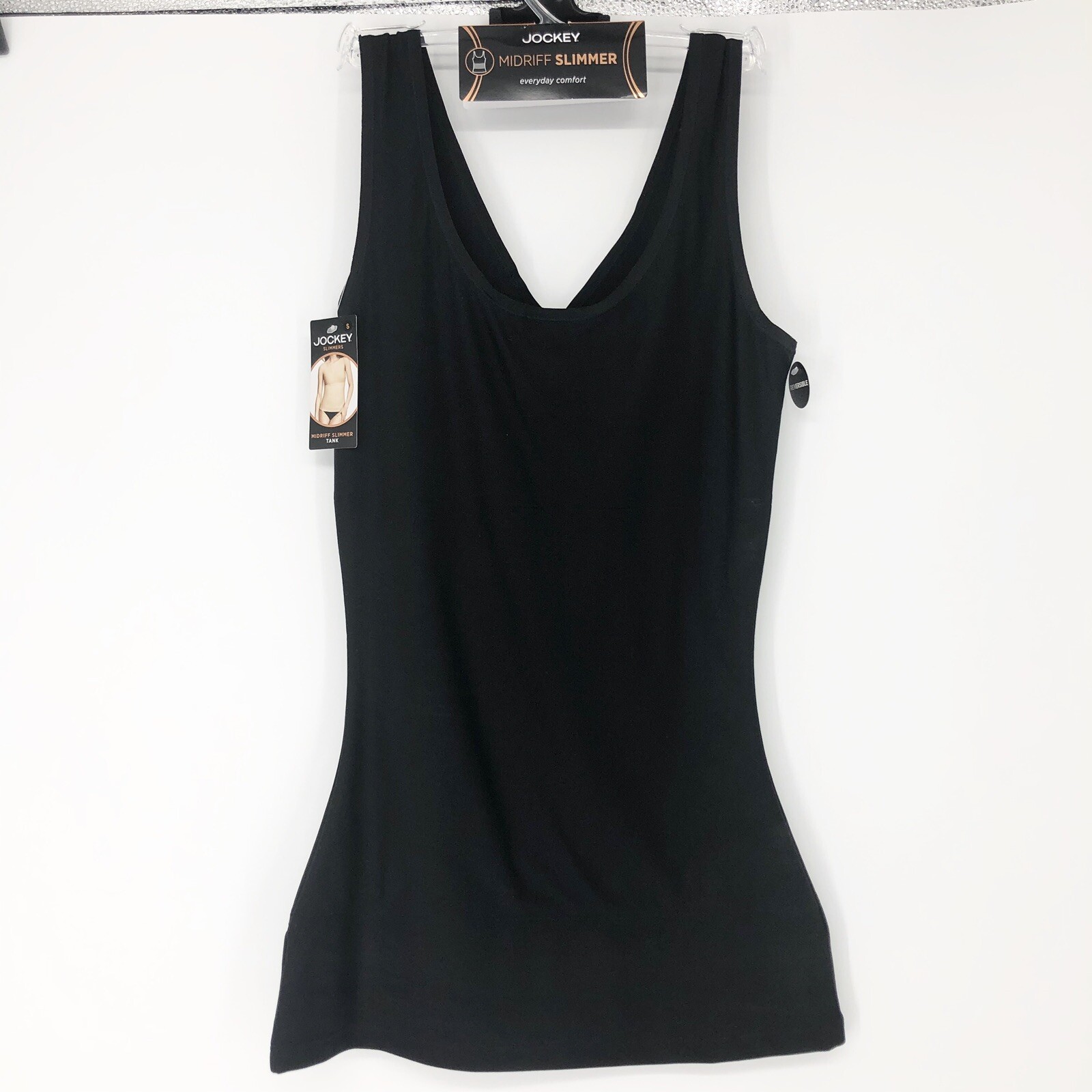 Jockey Women's Midriff Slimmer Tank Top Black Reversible Camisole Black