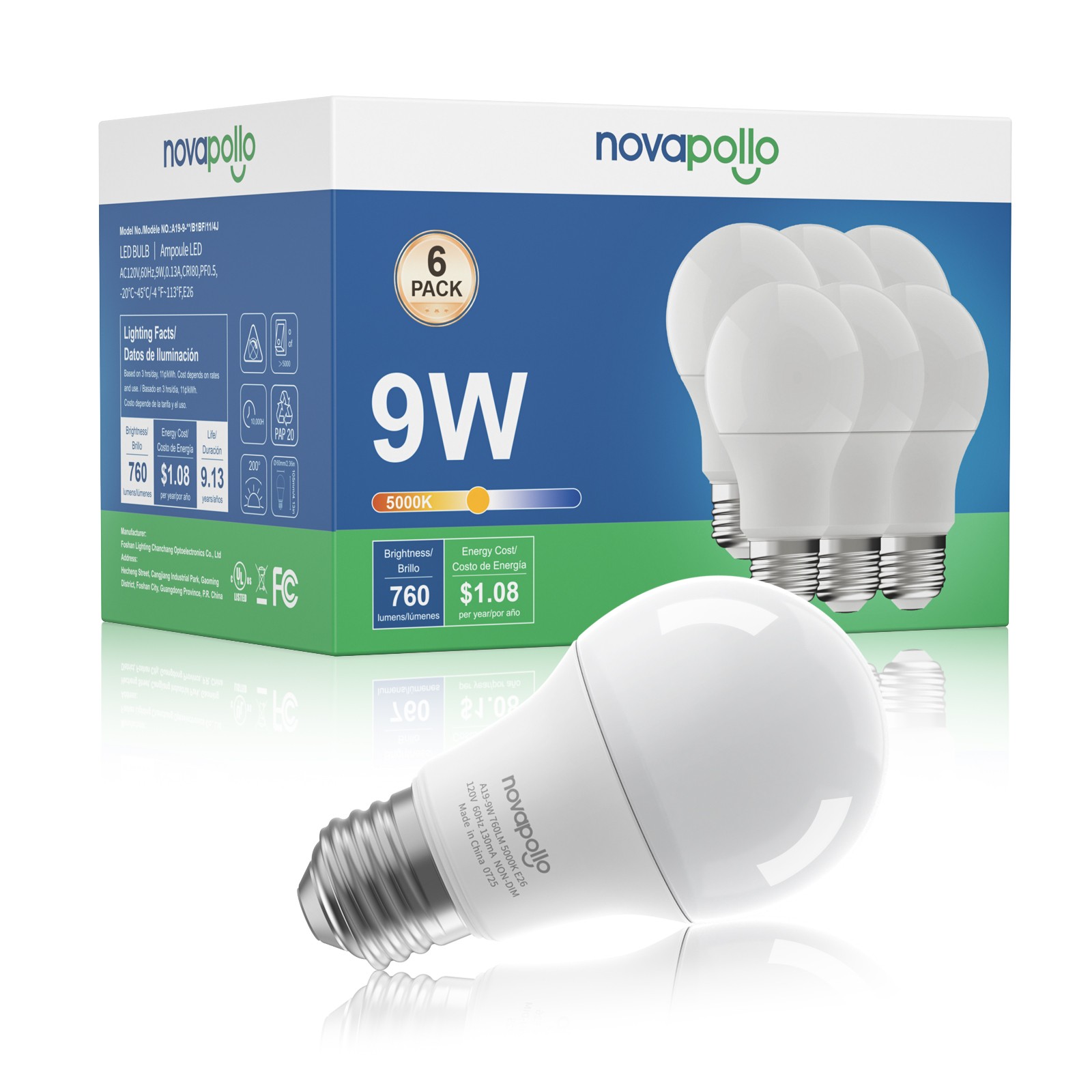 Daylight 5000k 60w Equivalent 9w 760lm E26