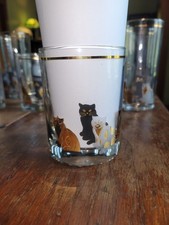 Vintage Lot CULVER 22K Gold KITTY CAT Highball Cocktail & Whiskey Rocks Glasses