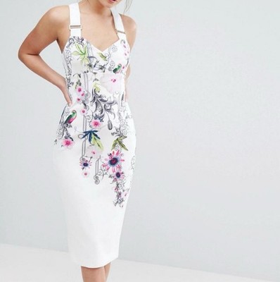 Ted Baker Scarlin Passion Flower Floral Midi Dress Sz-S Easter ,Event ,Wedding
