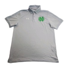 Notre Dame Polo Shirt Men's Size Large Gray Short Sleeve Under Armour NCAA Adult