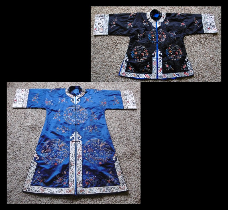 Antique Chinese Qing Robe & Jacket Set Peking Knot Signed Cao Guanghe 19thC Fine
