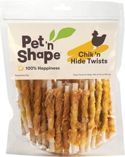 Pet 'n Shape Chik 'n Hide Twists – Chicken Wrapped Rawhide Natural Dog Treats, S