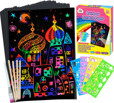 Scratch Art Crafts Girls Gifts, 60 Rainbow Scratch Paper Art Gifts for 3 4 5 6 7