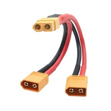 Short XT60 Parallel Battery Connector Cable,14AWG 1 Female to 2 Male Y Splitt...
