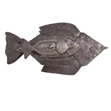 3-D Layered Fish Sculpturet, Nautical Home Decor, Handmade Haitian Art