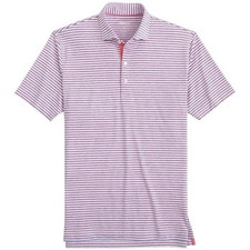Johnnie-O Jory Striped Golf Polo Shirt Mens Large Azalea UPF 50