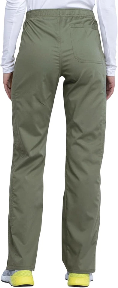 Cherokee Women Scrubs Pant Workwear Revolution Mid Rise Moderate Flare Olive  - Image 2 of 4