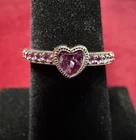 Vintage Sterling 925 Silver Ruby Heart And Sides Ring Size 7