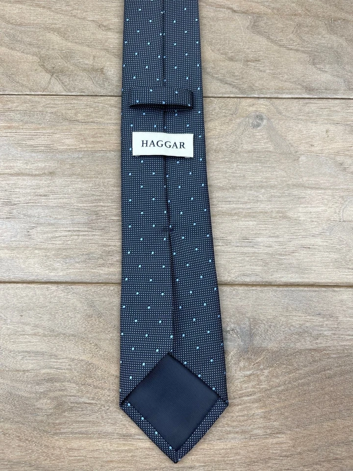 Gravata masculina azul marinho Haggar azul claro bolinhas seda - Imagem 2 de 3