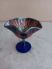 Fenton  Ribbed Holly Cobalt Carnival Glass 4" Compote -
