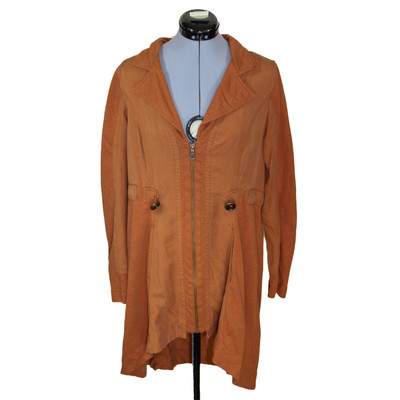 SOFT SURROUNDINGS Medium Rust Orange Mid Length Zip Front Cardigan Jacket Boho